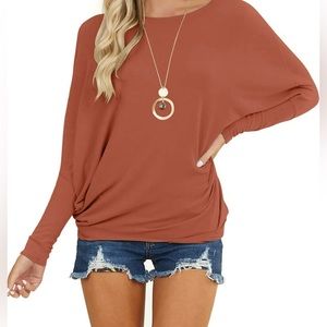 Long Sleeve Batwing Casual Loose Dolman T-Shirt Blouse Tops